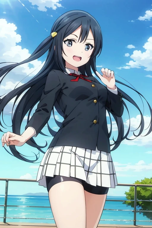 (highest quality, masterpiece:1.2), One girl, alone, anime, anime screencap, Ray Tracing, Global Illumination, ultra hi resolution picture, Bright colors, Cinematic Light, Lens flare, Light on the face, Glowing Eyes, Depth of written boundary, Happy, Detailed Background, cute, Straight, smile, View your viewers, Outdoor, null, cloud,
yuki setsuna, Cowboy Shot, Bike Shorts, Bike Shorts under skirt,