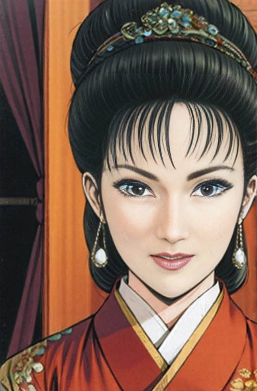 (best quality), (very aesthetic), (ultra-detailed), (best illustration),NSFW,a mature female,Perfect Face,Suikoden,Mrs. Lin,(full_body),big breast,red cheek,Sweating,skinny, chinese traditional clothes,chinese traditional style bed,