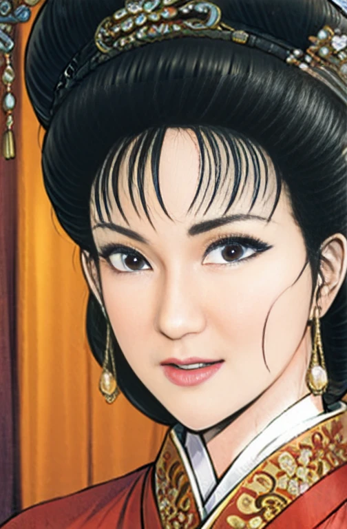 (best quality), (very aesthetic), (ultra-detailed), (best illustration),NSFW,a mature female,Perfect Face,Suikoden,Mrs. Lin,(full_body),big breast,red cheek,Sweating,skinny, chinese traditional clothes,chinese traditional style bed,