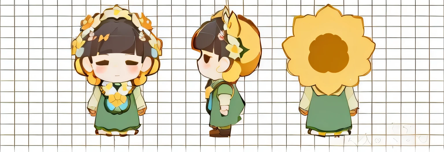 Cartoon of girl and boy wearing flowers in their hair, Maple Story style, Lovely character, Maple Story Character Art, Style like clay figurines, Chibi style, 《Q version girl》, ruan Lovely vtuber, 🍁 Lovely, , High quality character design, Lovely cartoon character, Lovely art style, Inspired by Takehisa Yumeji,White background