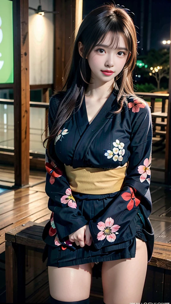 (masterpiece, highest quality:1.4), Beautiful Face, 8k, 85mm, Absurd, (Miniskirt floral yukata:1.4), Face close-up, violet, Gardenia, Delicate girl, alone, night, View your audience, Upper Body, Film Grain, chromatic aberration, Sharp focus, Face Light, Professional Lighting, Sophisticated, (smile:0.4), (Simple Background, Bokeh Background:1.2), detailed aspects,(((Show one breast:0.57))),((Very young and immature & Very large breasts:0.４),(Pink fashion glasses:0.6),(Showing anus from the front:0.2),(Yukata Lift),(Beautiful pussy line),(Miniskirt kimono),(Embarrassed and crying),(Embarrassed and peeing),(Cheeks turn red from embarrassment),