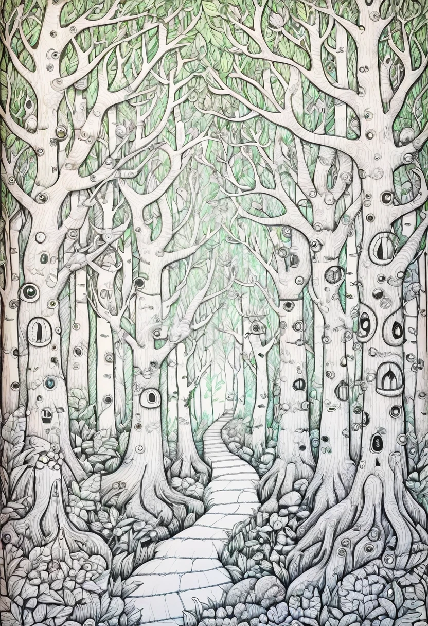 (Enchanted Forest, bewitching all, magical, whimsical, fairy-tale, home to fantastical creatures.:0.5) (Marker Drawing, bold marker lines, visibile paper texture, marker drawing:1.3), (masterpiece, best quality, Professional, perfect composition, very aesthetic, absurdres, ultra-detailed, intricate details:1.3)