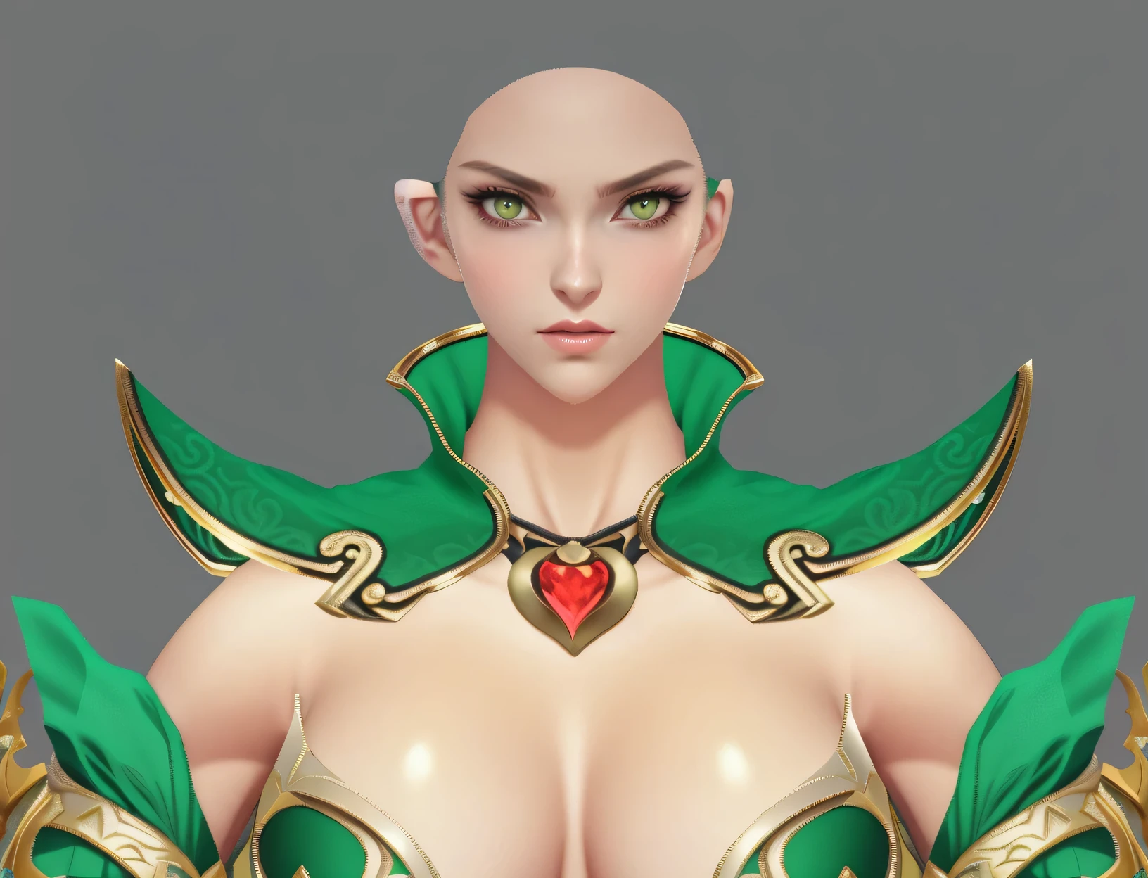 A woman in a green dress、Close-up of woman holding red love heart, Super detailed fantasy characters, Close-up characters, Extremely detailed face and body, Highly detailed characters, portrait  wizard, portrait of an , Digital fantasy character, charming princess knight, portrait of a 女 warlock, Queen，3D Character Art，Ashe，2。5 D CGI Anime Fantasy Artwork，CGScosiety，Close-up characters，As seen on the Art Station