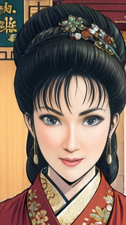 (best quality), (very aesthetic), (ultra-detailed), (best illustration),NSFW,a mature female,Perfect Face,Suikoden,Mrs. Lin,(full_body),big breast,red cheek,Sweating,skinny, chinese traditional clothes,chinese traditional style bed,