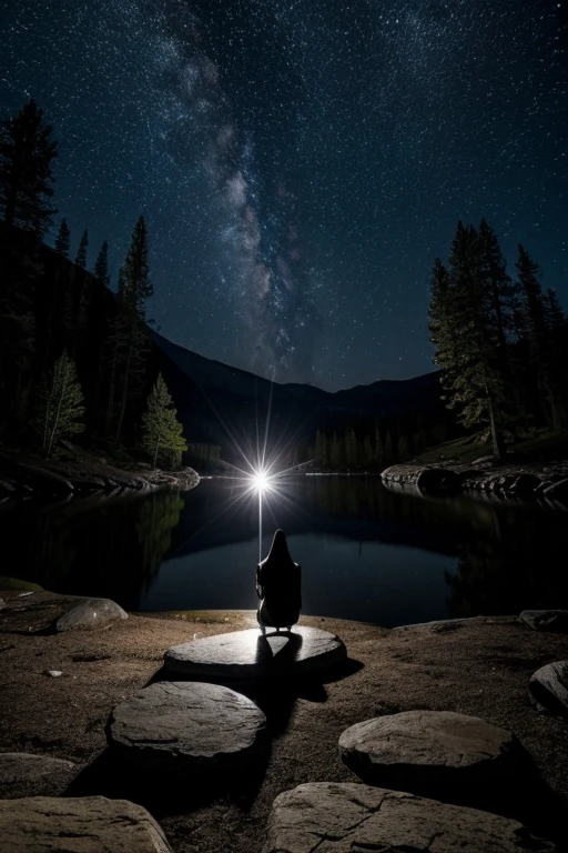 (best quality,highres,masterpiece:1.2),ultra-detailed,realistic,moonlit scene,druid,rocks,circle,moonlight,mystery,nighttime,nature,serene,ethereal,fantasy,ancient,magical,peaceful,tranquil,spiritual,glowing,enchanted,majestic,whispering trees,sacred,powerful,deep connection,ceremony,cloaked figure,hooded cloak,darkness,ritual,moonbeam,crystal clear,starlit sky,solitude,meditation,silhouette,magic,stone formation,sorcery,cosmic energy,hidden knowledge,moonlit glow