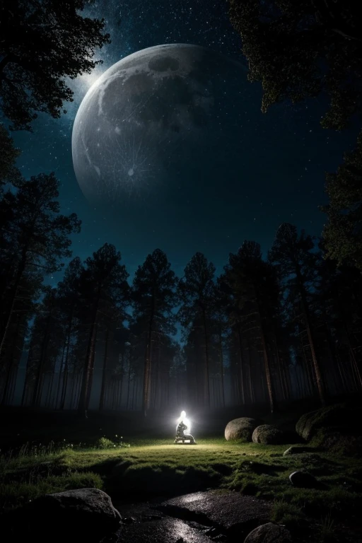 (best quality,highres,masterpiece:1.2),ultra-detailed,realistic,moonlit scene,druid,rocks,circle,moonlight,mystery,nighttime,nature,serene,ethereal,fantasy,ancient,magical,peaceful,tranquil,spiritual,glowing,enchanted,majestic,whispering trees,sacred,powerful,deep connection,ceremony,cloaked figure,hooded cloak,darkness,ritual,moonbeam,crystal clear,starlit sky,solitude,meditation,silhouette,magic,stone formation,sorcery,cosmic energy,hidden knowledge,moonlit glow