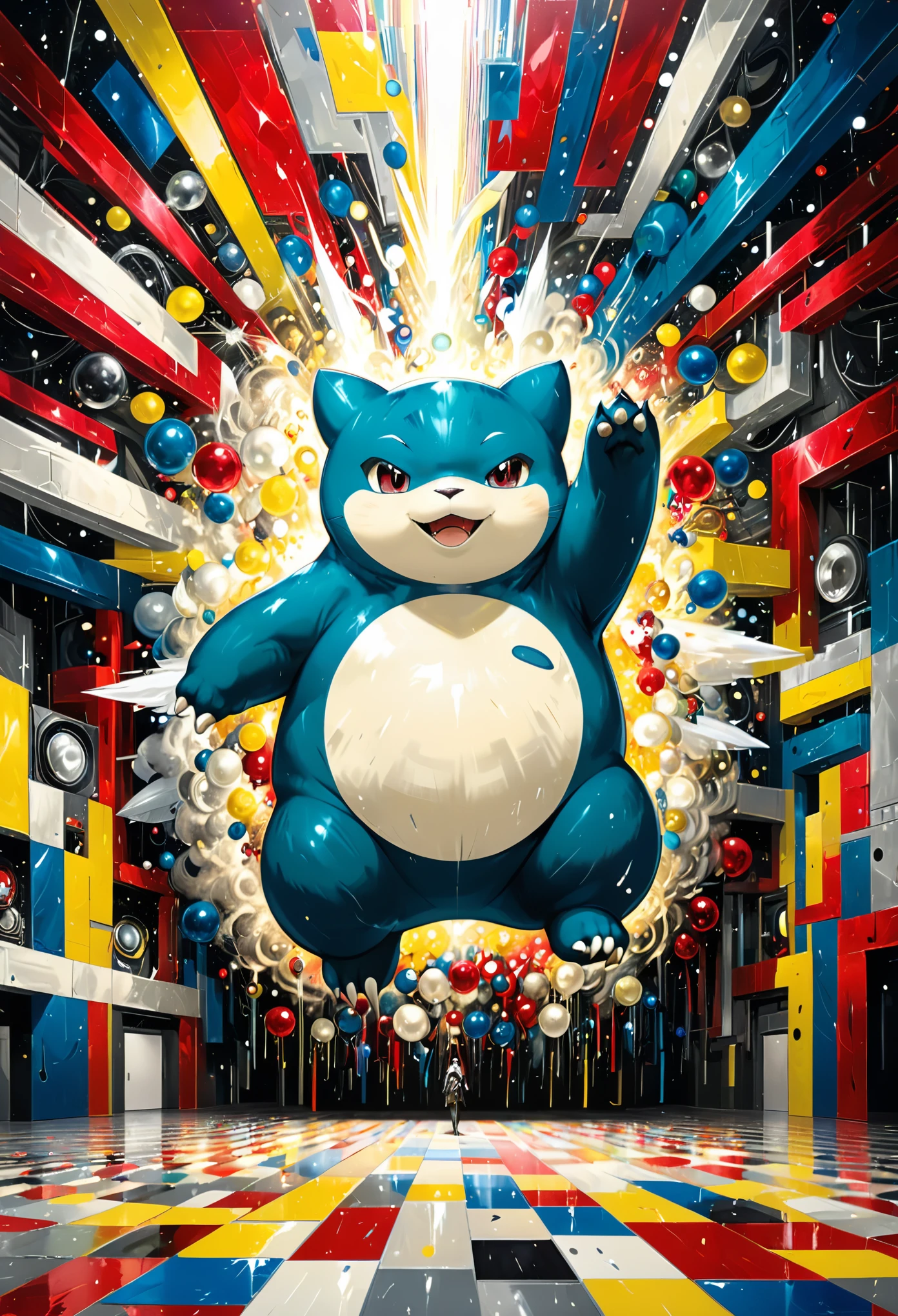digital art, Angelic Snorlax, Hopeful, Art & Language, Ruby Red and Ivory, triadic, art by Jasper Johns, science fiction, made out of ral-smlvltnpls, highly enhanced, epic composition, polished, atmosphere, dynamic composition, complex, epic atmosphere, fine polished