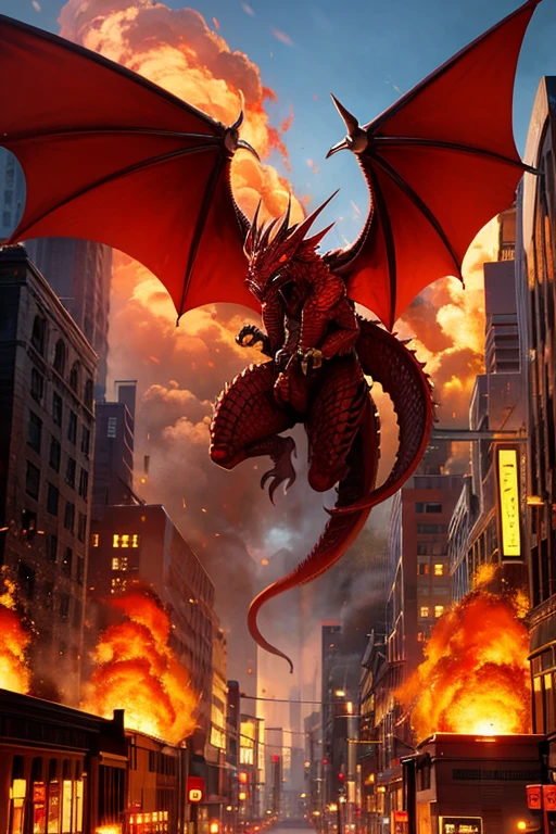 red dragon burning down a city