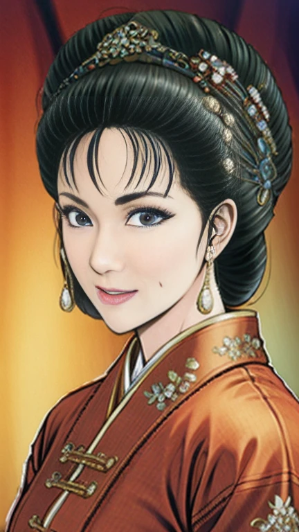(best quality), (very aesthetic), (ultra-detailed), (best illustration),NSFW,a mature female,Perfect Face,Suikoden,Mrs. Lin,(full_body),big breast,red cheek,Sweating,skinny, chinese traditional clothes,chinese traditional style bed,