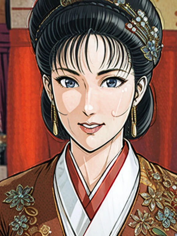 (best quality), (very aesthetic), (ultra-detailed), (best illustration),NSFW,a mature female,Perfect Face,Suikoden,Mrs. Lin,(full_body),big breast,red cheek,Sweating,skinny, chinese traditional clothes,chinese traditional style bed,