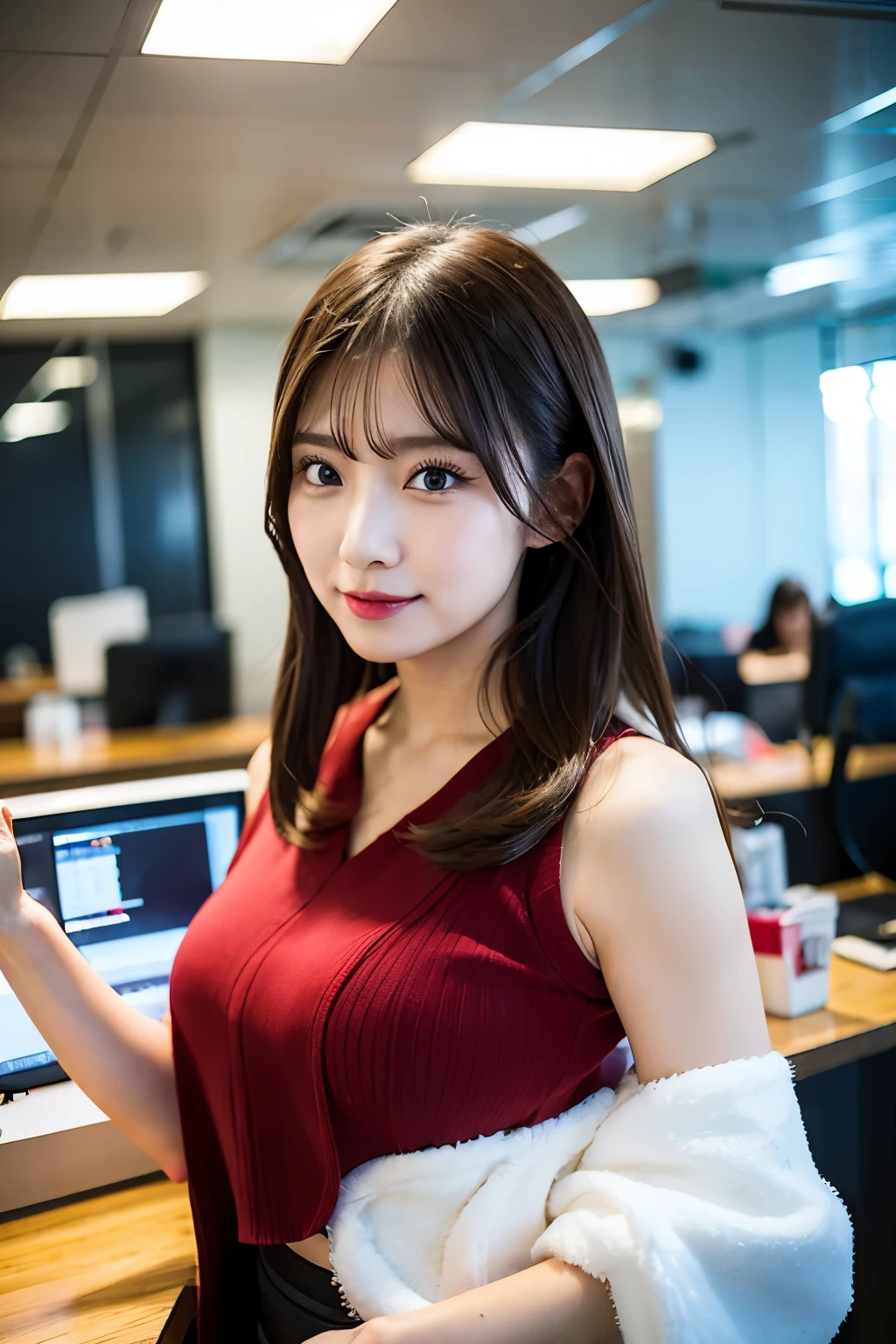 a working woman, office,8k, RAW Photos,((Familiar:1.4)), Portraiture, highest quality, Ultra-high resolution, Realistic,
