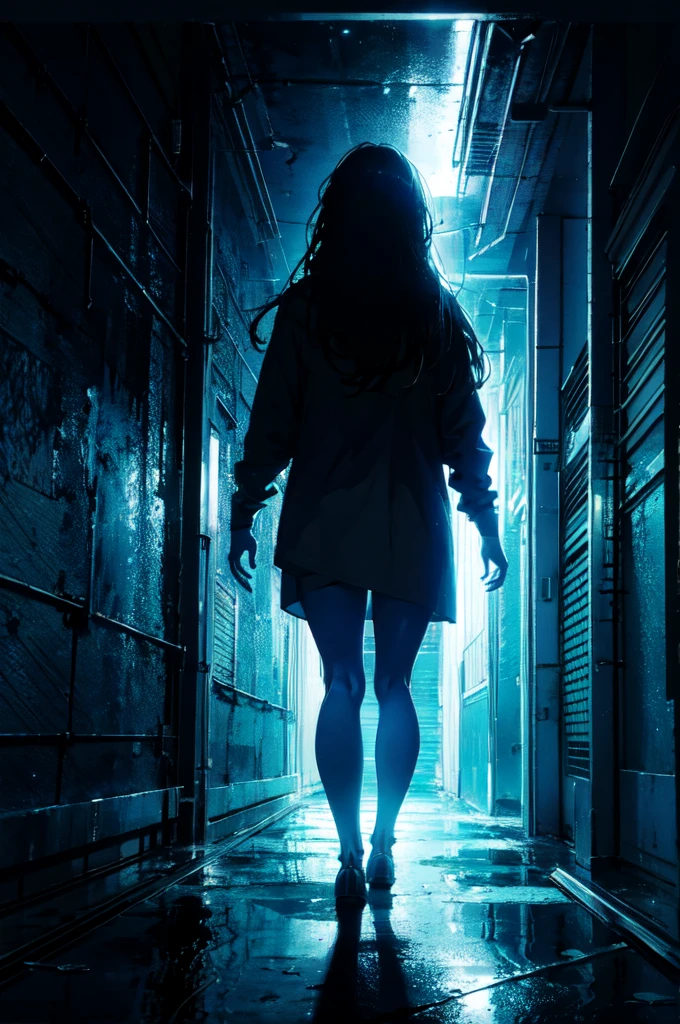 (best art,:1.3),
silver theme,black theme,white theme,blue theme,long hair ultra high res, masterpiece, best quality, night, (dark environment)