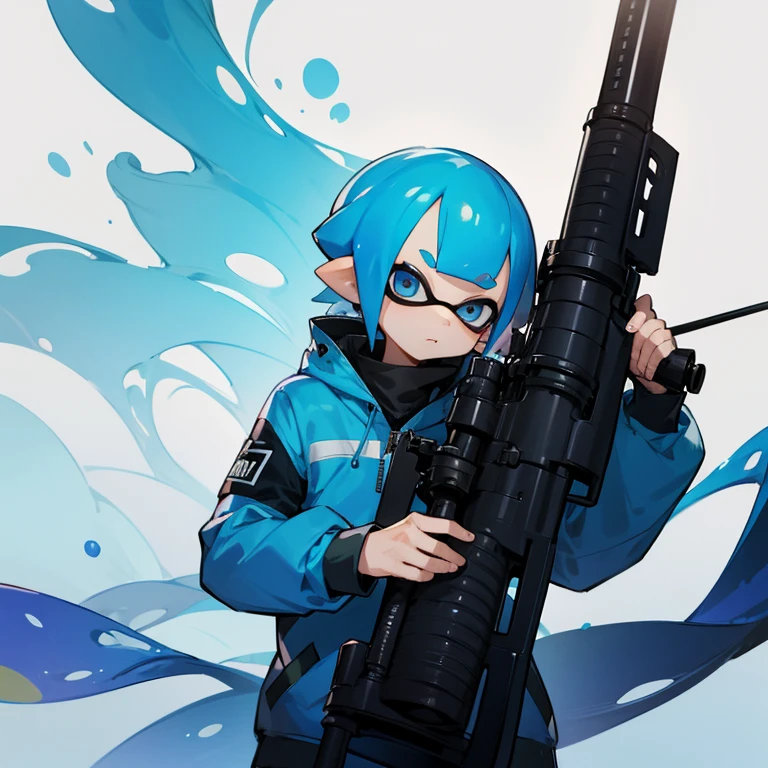 Splatoon、arms:Liter 4K、Blue ink、Mash cut hair、Inkling、Boy、Alone、shooting、Sniper