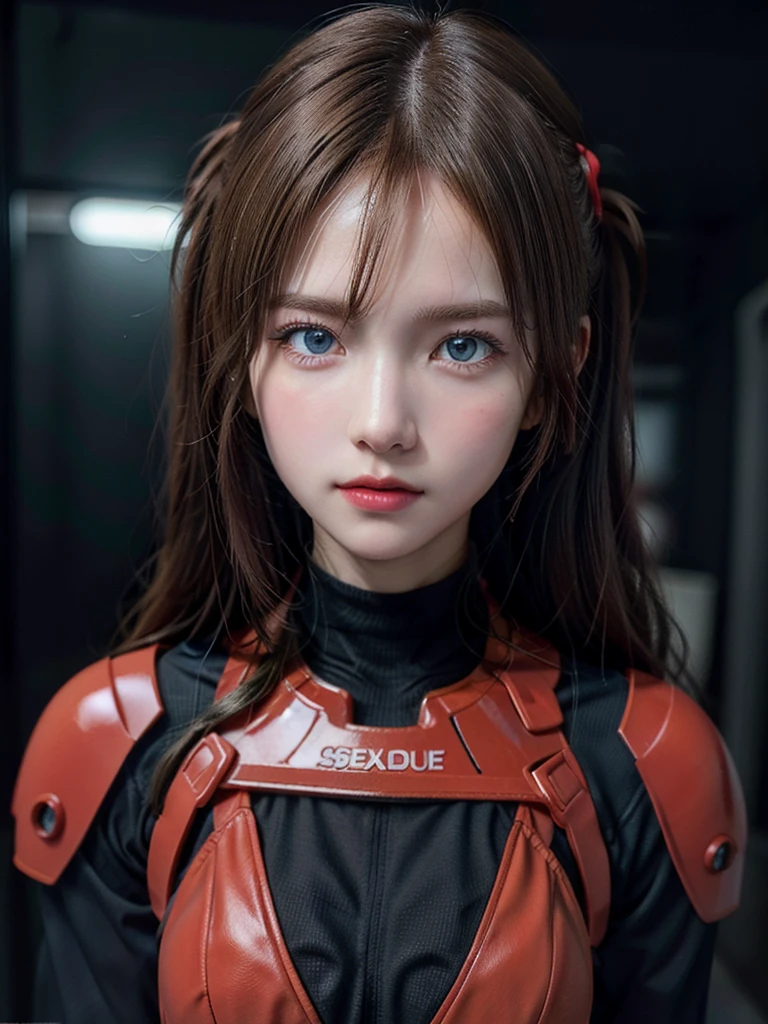 ((Best quality)), ((Masterpiece)), (Details: 1.4), 3D, Asuka Langley Soryu, Asuka, high resolution (high dynamic range), ray tracing, NVIDIA, super resolution, Unreal 5, subsurface scattering ,PBR texturing, post-processing, anisotropic filtering, depth of field, maximum sharpness and sharpness, multi-layered textures, albedo and specular maps, surface shading, accurate simulation of light and matter interaction, perfect proportions ,Octane Rendering,Two-Tone Lighting,Wide Aperture,Low ISO,White Balance,Rule of Thirds,8K RAW,(Masterpiece: 1.4, Best Quality), (Intricate Details), Unity8k Wallpaper, Highly Detailed, Beautiful and Mysterious, Details background, realistic, alone, perfectly detailed face, detailed blue eyes, highly detailed, blush, hair ornament, chignon mahogany hair, (blonde), plug suit 02, Shikinami Asuka Langley, Evangelion, Slender , full body suit, black background, above the waist,composition that shows the whole body,