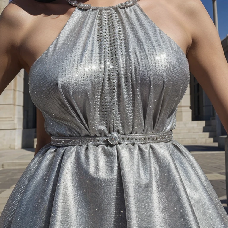 A dress made of diamonds and no fabric is used, only diamonds.
