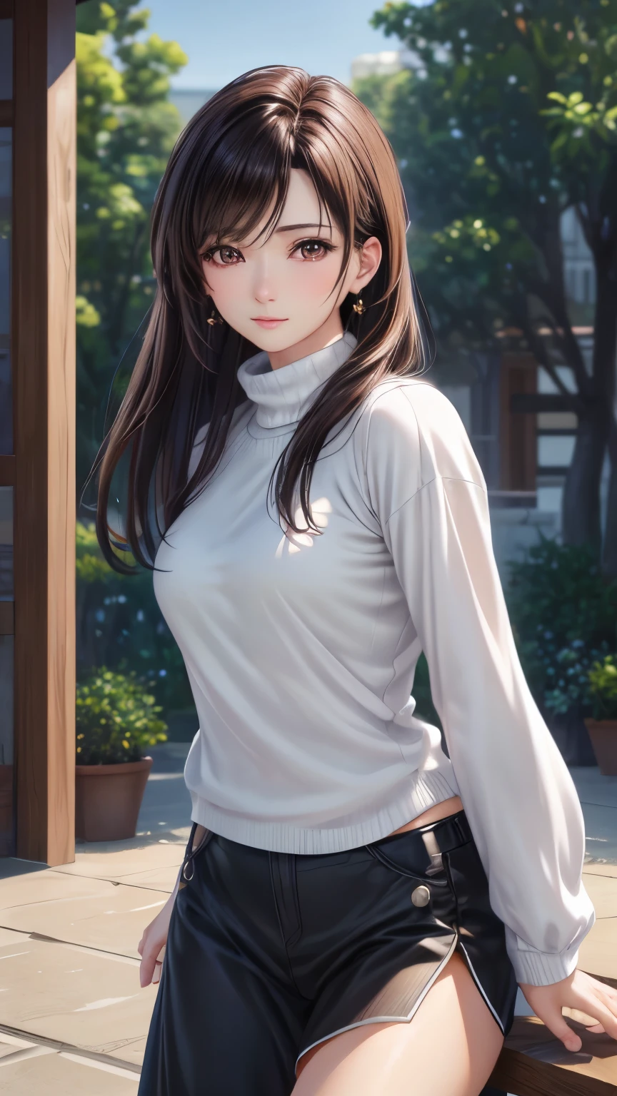 (Representative works:1.3)、(8k、Realistic、RAW Photos、Best image quality:1.4)、(30 year old mature woman)、Small face、Beautiful Face、(Realistic Face)、No makeup、Natural Makeup、light makeup、 (Dark Brown Hair)、Beautiful hairstyle、Realistic eyes、Beautiful fine details、 (Realisticな肌)、Beautiful Skin、 (sweater)、 Confused、 charm、超High resolution、Ultra-realistic、 High resolution、Golden Ratio、ff tifa