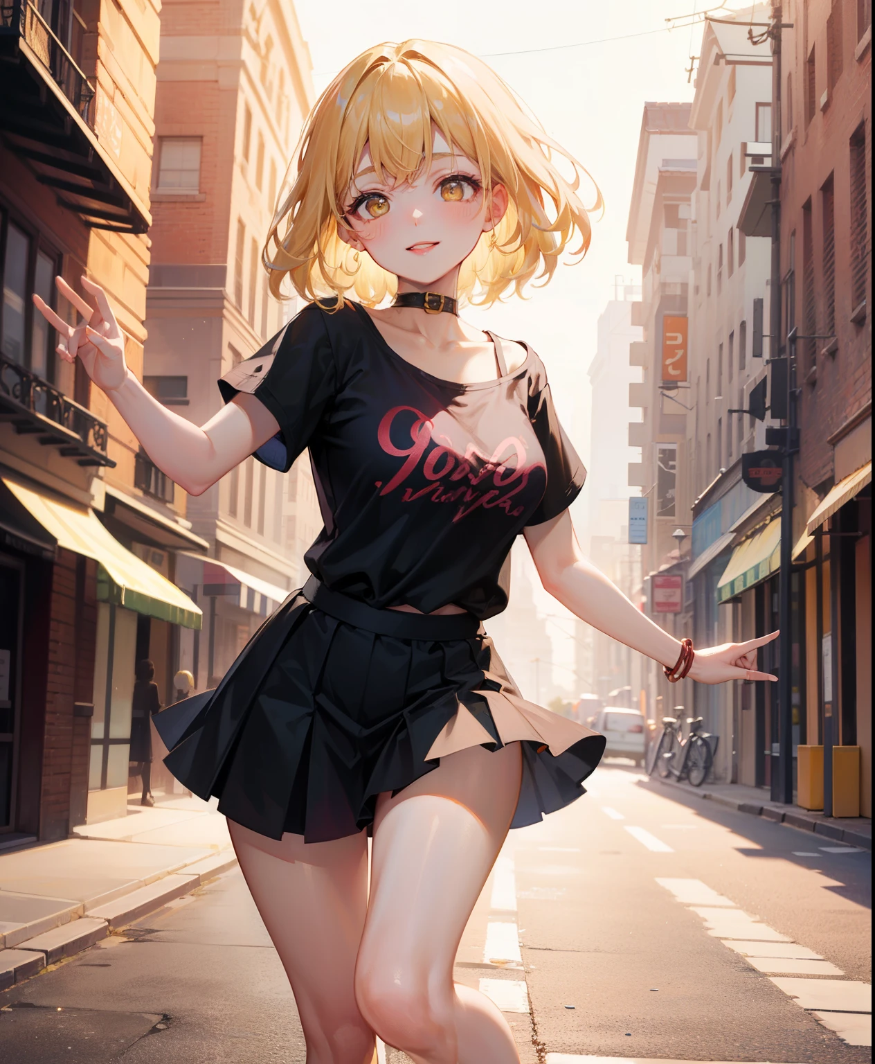 Highly detailed CG Unity 8k wallpaper, best quality, highly detailed, masterpiece, Highly detailed cute girl, 18 years old, (((lifting skirt by herself))), (lifting by herself), dynamic angles, sexy pose, blush, lips apart, looking at the audience , half body shot, (crowd), (crowded big city)), hair over one eye, immaculate beauty, upscale, less revealing clothing