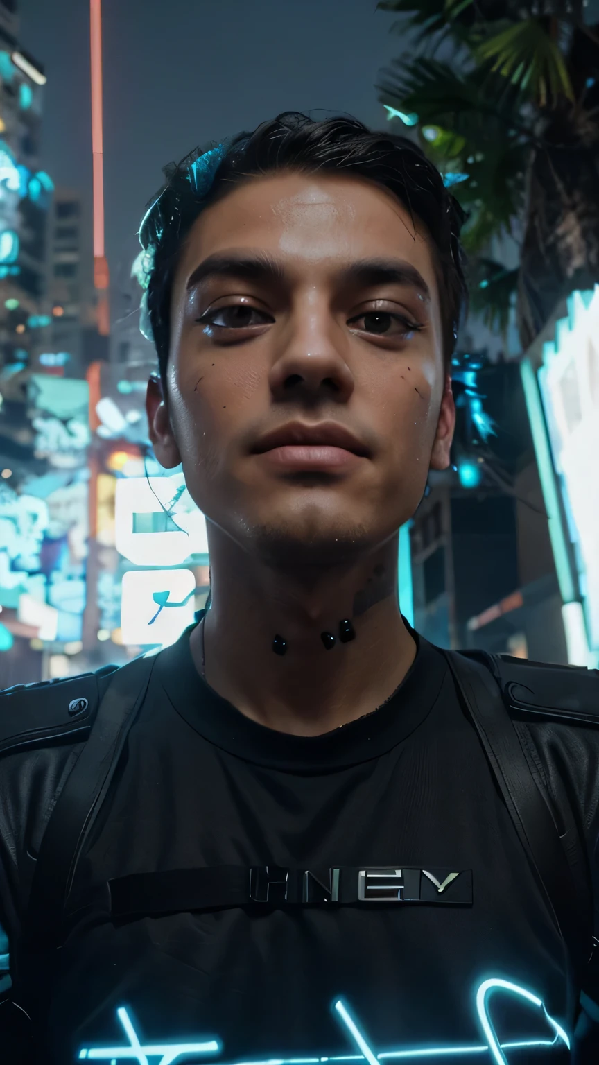 Change background cyberpunk handsome boy realistic face 4k