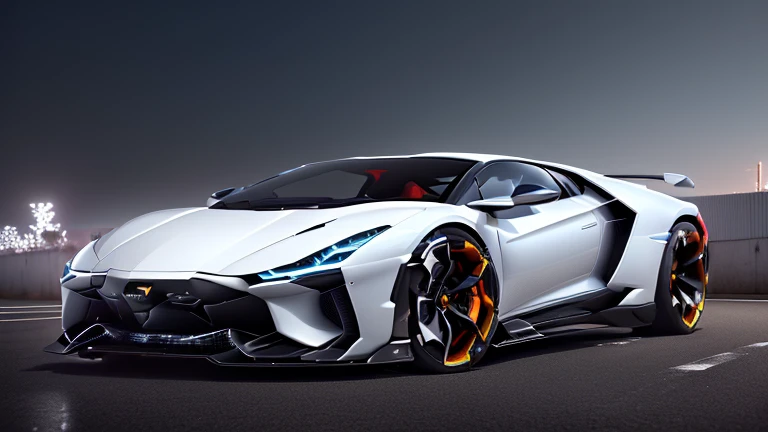 Close-up of a white sports car parked on the road, bold Lamborghini style, Concept car, render of futuristic Supercar, Futuristic product car shot, futuristic Concept car, Lamborghini, Very futuristic, Car concept, Concept car design, Concept ar, futuristic Car concept, Sleek lines and powerful, Extreme Rendering, High quality 4K mobile wallpapers, Futuristic car, Supercar