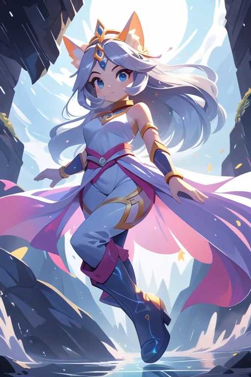Nome: Aria Poderes: Controle do vento Cor da pele: pale, com um tom cinza claro Cor dos olhos: Cinza opaco Cabelo: Curto e selvagem, na cor cinza prateado Vestimenta: A light gray jumpsuit, ajustado ao corpo, with details in light, flowing fabric that remind you of the wind. She wears knee high boots, na cor cinza escuro. accessories: Um colar com um pingente de pena cinza e pulseiras com pequenos sinos.

Aria is a mysterious woman with the power to control the wind. Your skin is pale, com um tom cinza claro, almost translucent, como se estivesse sempre em harmonia com o ar. Your eyes are a dull gray, expressando tranquilidade e sabedoria. Her short, wild hair is silver gray in color., parecendo uma brisa em constante movimento. She wears a light gray jumpsuit, ajustado ao corpo, que permite liberdade de movimento. The jumpsuit has details in light, flowing fabric, que remetem ao vento em constante movimento ao seu redor. Aria wears knee-high boots, na cor cinza escuro, that give a feeling of stability even in the midst of storms. Ela usa um colar com um pingente de pena cinza, symbolizing your connection with the wind and your freedom. Their bracelets are adorned with small bells, que produzem sons suaves quando ela se move, como o sussurro do vento. Aria is a calm and balanced figure, capaz de canalizar e moldar o vento de acordo com sua vontade. She uses her powers to protect and guide those who are lost., bringing favorable winds and refreshing breezes. Seu plano de fundo retrata uma paisagem ampla e aberta, com campos e montanhas, onde o vento sopra livremente, reflecting its constant connection with the element it controls.