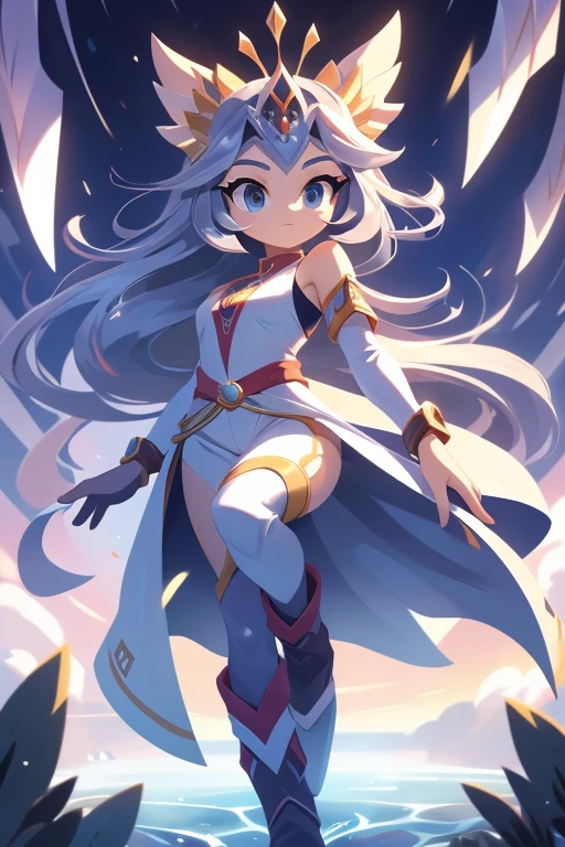 Nome: Aria Poderes: Controle do vento Cor da pele: pale, com um tom cinza claro Cor dos olhos: Cinza opaco Cabelo: Curto e selvagem, na cor cinza prateado Vestimenta: A light gray jumpsuit, ajustado ao corpo, with details in light, flowing fabric that remind you of the wind. She wears knee high boots, na cor cinza escuro. accessories: Um colar com um pingente de pena cinza e pulseiras com pequenos sinos.

Aria is a mysterious woman with the power to control the wind. Your skin is pale, com um tom cinza claro, almost translucent, como se estivesse sempre em harmonia com o ar. Your eyes are a dull gray, expressando tranquilidade e sabedoria. Her short, wild hair is silver gray in color., parecendo uma brisa em constante movimento. She wears a light gray jumpsuit, ajustado ao corpo, que permite liberdade de movimento. The jumpsuit has details in light, flowing fabric, que remetem ao vento em constante movimento ao seu redor. Aria wears knee-high boots, na cor cinza escuro, that give a feeling of stability even in the midst of storms. Ela usa um colar com um pingente de pena cinza, symbolizing your connection with the wind and your freedom. Their bracelets are adorned with small bells, que produzem sons suaves quando ela se move, como o sussurro do vento. Aria is a calm and balanced figure, capaz de canalizar e moldar o vento de acordo com sua vontade. She uses her powers to protect and guide those who are lost., bringing favorable winds and refreshing breezes. Seu plano de fundo retrata uma paisagem ampla e aberta, com campos e montanhas, onde o vento sopra livremente, reflecting its constant connection with the element it controls.