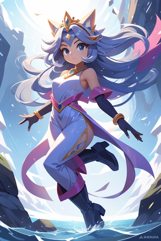 Nome: Aria Poderes: Controle do vento Cor da pele: pale, com um tom cinza claro Cor dos olhos: Cinza opaco Cabelo: Curto e selvagem, na cor cinza prateado Vestimenta: A light gray jumpsuit, ajustado ao corpo, with details in light, flowing fabric that remind you of the wind. She wears knee high boots, na cor cinza escuro. accessories: Um colar com um pingente de pena cinza e pulseiras com pequenos sinos.

Aria is a mysterious woman with the power to control the wind. Your skin is pale, com um tom cinza claro, almost translucent, como se estivesse sempre em harmonia com o ar. Your eyes are a dull gray, expressando tranquilidade e sabedoria. Her short, wild hair is silver gray in color., parecendo uma brisa em constante movimento. She wears a light gray jumpsuit, ajustado ao corpo, que permite liberdade de movimento. The jumpsuit has details in light, flowing fabric, que remetem ao vento em constante movimento ao seu redor. Aria wears knee-high boots, na cor cinza escuro, that give a feeling of stability even in the midst of storms. Ela usa um colar com um pingente de pena cinza, symbolizing your connection with the wind and your freedom. Their bracelets are adorned with small bells, que produzem sons suaves quando ela se move, como o sussurro do vento. Aria is a calm and balanced figure, capaz de canalizar e moldar o vento de acordo com sua vontade. She uses her powers to protect and guide those who are lost., bringing favorable winds and refreshing breezes. Seu plano de fundo retrata uma paisagem ampla e aberta, com campos e montanhas, onde o vento sopra livremente, reflecting its constant connection with the element it controls.
