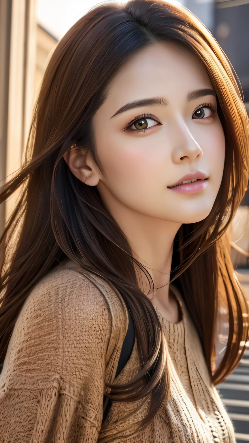 (Representative works:1.3)、(8k、Realistic、RAW Photos、Best image quality:1.4)、(30 year old mature woman)、Small face、Beautiful Face、(Realistic Face)、No makeup、Natural Makeup、light makeup、 (Dark brown hair)、Beautiful hairstyle、Realistic eyes、Beautiful details、 (Realisticな肌)、Beautiful Skin、 (sweater)、 Confused、 charm、超High resolution、Ultra-realistic、 High resolution、Golden Ratio