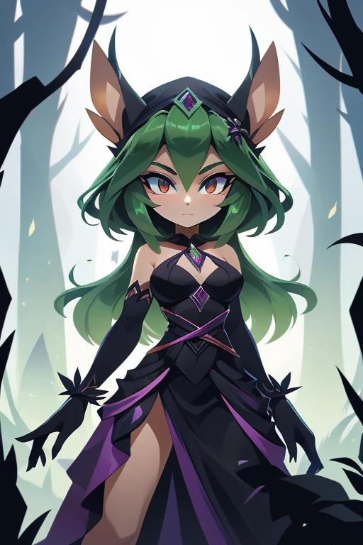 Nome: Seraphina Poderes: Venom handling Skin color: pale, com um tom esverdeado Cor dos olhos: Green Viper Hair: Longo e sedoso, na cor verde musgo, com mechas negras Vestimenta: Um vestido longo e elegante, na cor preta, com detalhes em renda verde venenoso. She wears long gloves up to her elbows, na cor preta. accessories: Um colar com um pingente de serpente verde e braceletes de espinhos negros.

Seraphina is an enigmatic figure with the power to manipulate poison. Your skin is pale, com um tom esverdeado, lembrando folhas venenosas. Your eyes are a viper green, penetrantes e hipnotizantes. Her long, silky hair is moss green in color., com mechas negras que adicionam um toque sombrio ao seu visual. Ela veste um vestido longo e elegante, na cor preta, com detalhes em renda verde venenoso que se assemelham a teias de aranha. The dress has a plunging neckline and a flowing skirt., que se movimenta com graciosidade enquanto ela se move. Seraphina wears long elbow-length gloves, na cor preta, giving an air of mystery and elegance. Ela usa um colar com um pingente de serpente verde, representing his power to manipulate venom and his connection to reptilian creatures. Their bracelets are adorned with black thorns, simbolizando o perigo e a toxicidade de seu poder. Seraphina is a seductive and dangerous figure, capaz de criar e controlar venenos mortais. Its powers can be used for both protection and attack., making her a fearsome opponent. Ela possui um conhecimento profundo das propriedades e efeitos dos venenos, using them with precision and strategy. Its background depicts a dark and enigmatic setting., with poisonous plants and ominous fog, reflecting its toxic and mysterious nature.