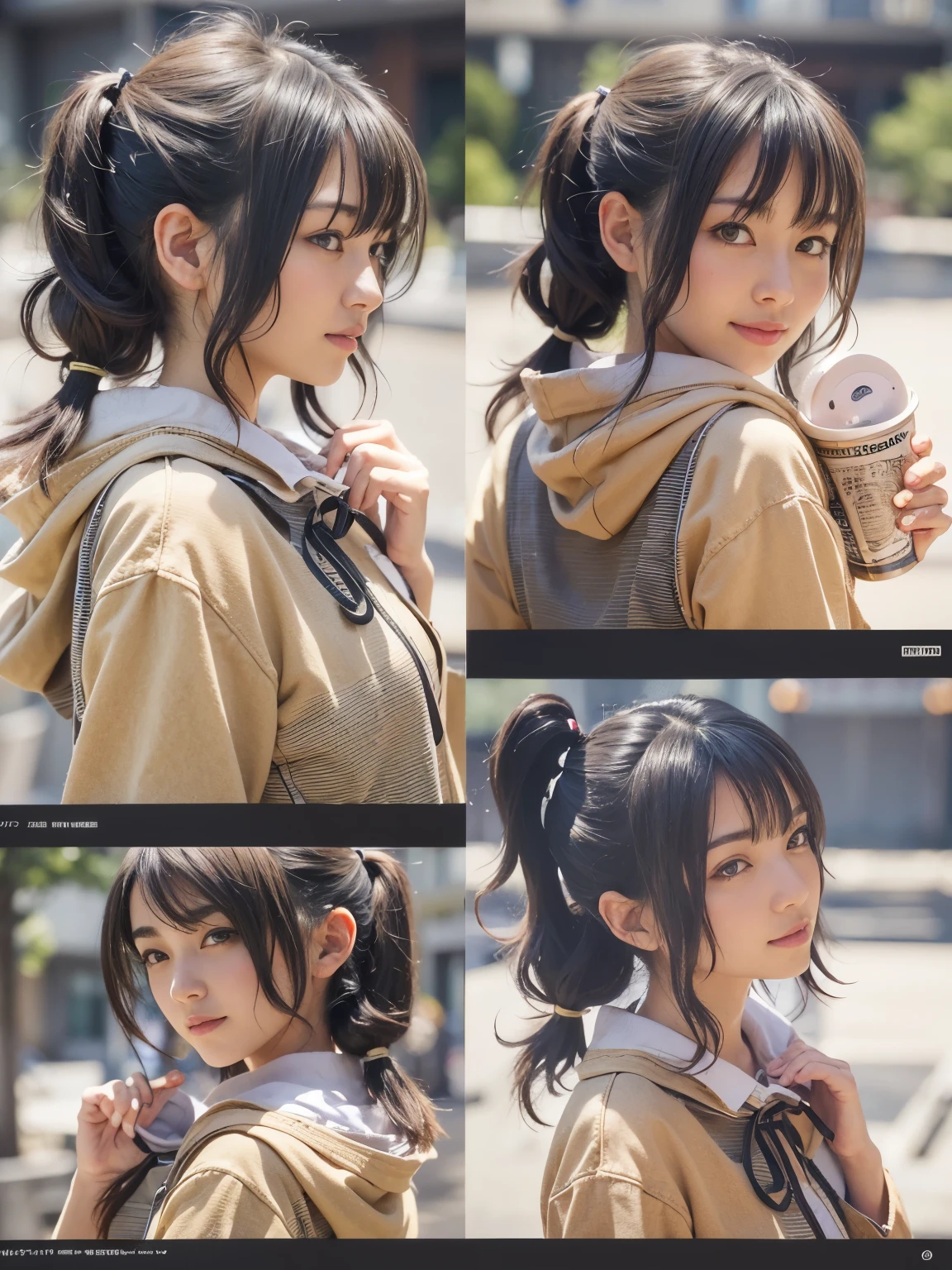 (masterpiece, best quality:1.2), (8k uhd, 16k, 32k, ultra high res), (photorealistic:1.37), (RAW photo), ultimate-realistic, ultimate-realistic details, ultimate-realistic texture, ultimate-intricate details, ultimate-realistic lighting, ultimate-realistic shadow, japanese girl, ultimate-cute face, ultimate-RAW skin, ultimate-realistic eyes, Low twin tails,Black Hair,Medium Hair,smile,walking,look back,Medium chest,Casual clothing