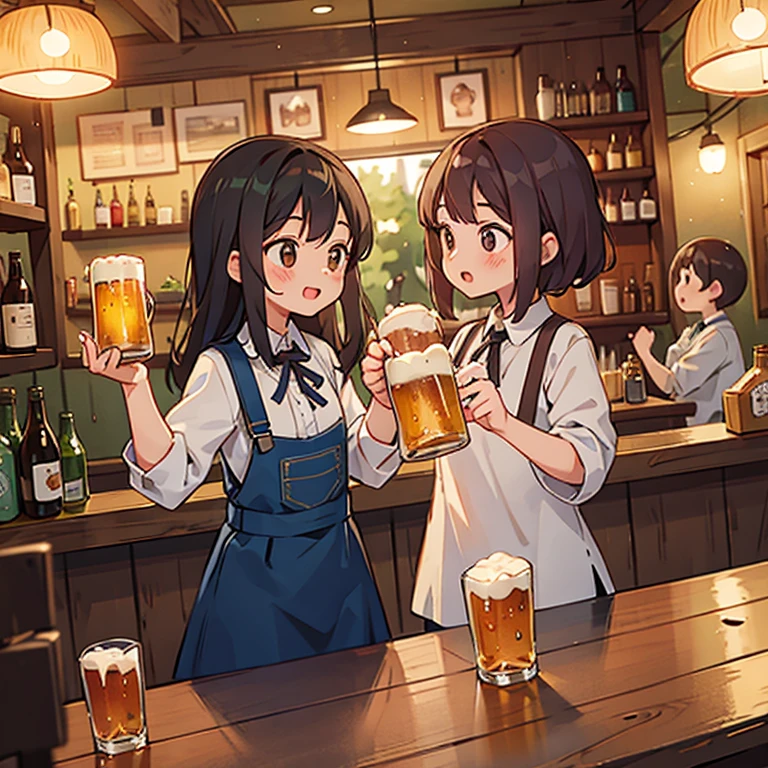 Girls serving beer in a pub