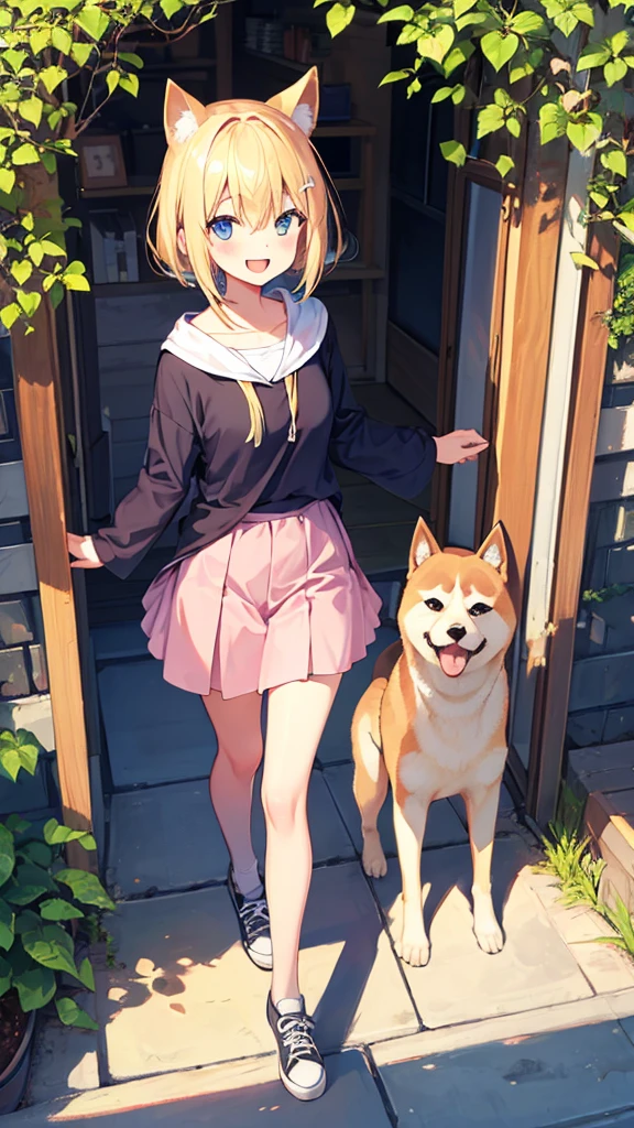 shiba ears girl, girl,skip,happy,