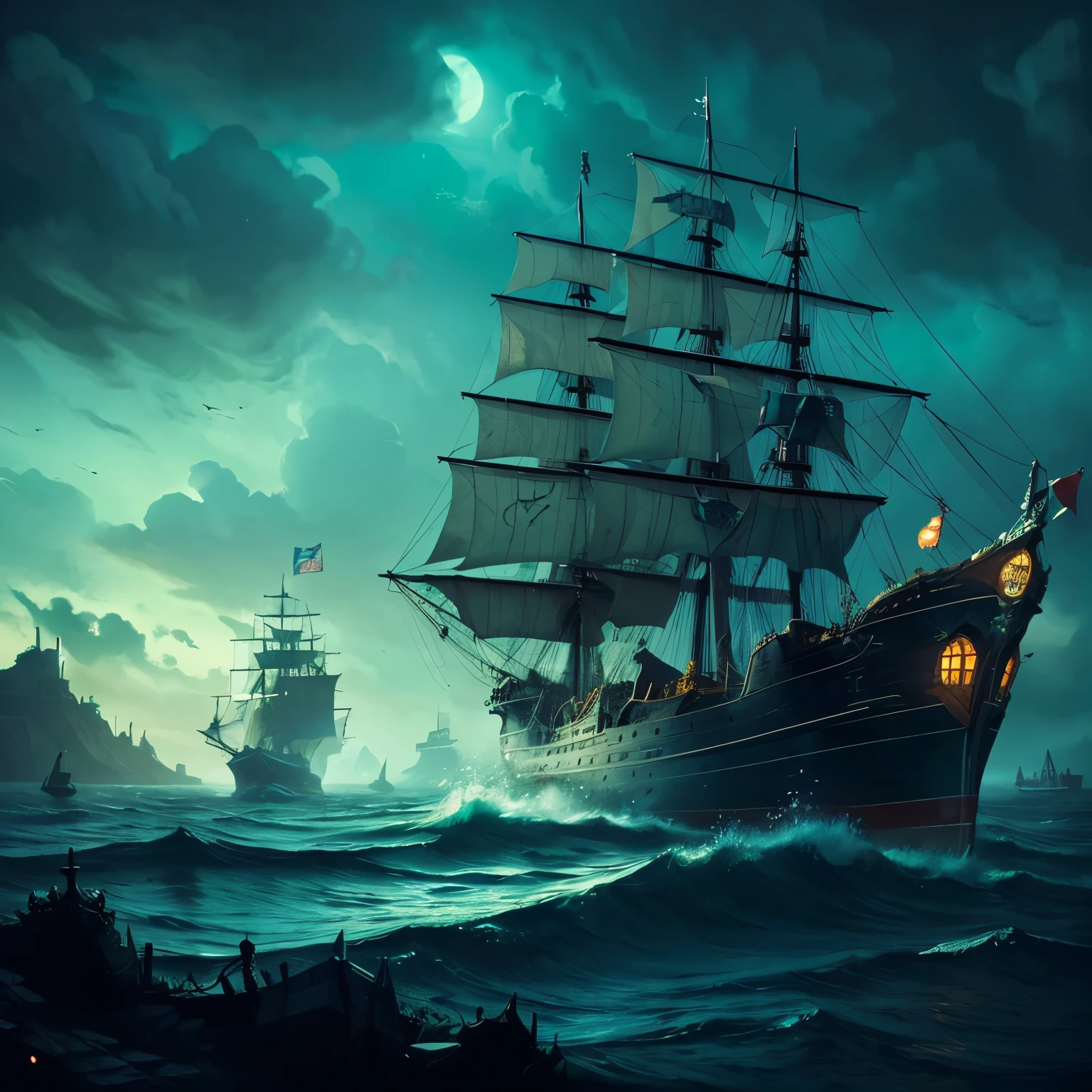 (best quality,ultra-detailed,masterpiece:1.2),pirate,defeated or tired,profile,green or blue background,ship or castle in the back,dark or gloomy colors,hopeful

Note: The tags are listed in the order of importance, from high to low.