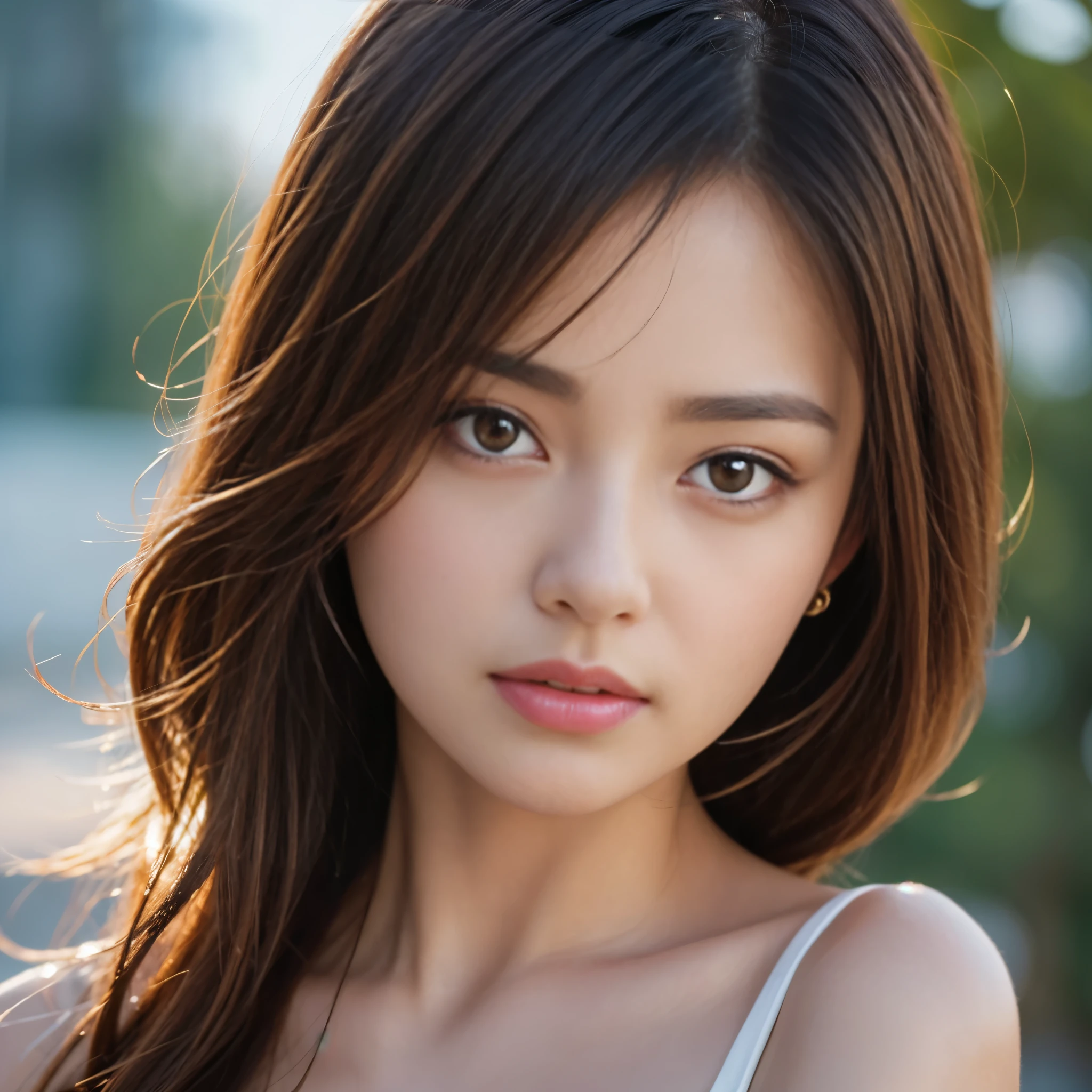 best quality, Reality, Super detailed, Fine details, high resolution, 8k wallpaper, 1 beautiful woman,Facing the camera, #11: Light Brown Messy Short Hair, sharp focus, Perfect dynamic composition, Beautiful and delicate eyes, Fine hair, Detailed and realistic skin texture, Smile, Close-up portrait,