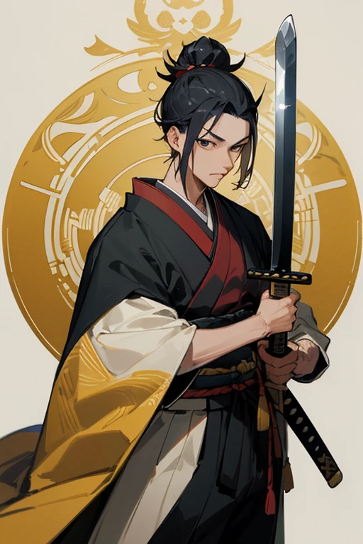 ((highest quality)), ((masterpiece)), (Familiar), One man,(鎧Warrior),pocket,samurai,Great sword,Golden decoration,White pattern,Cape,Warrior,Japanese style