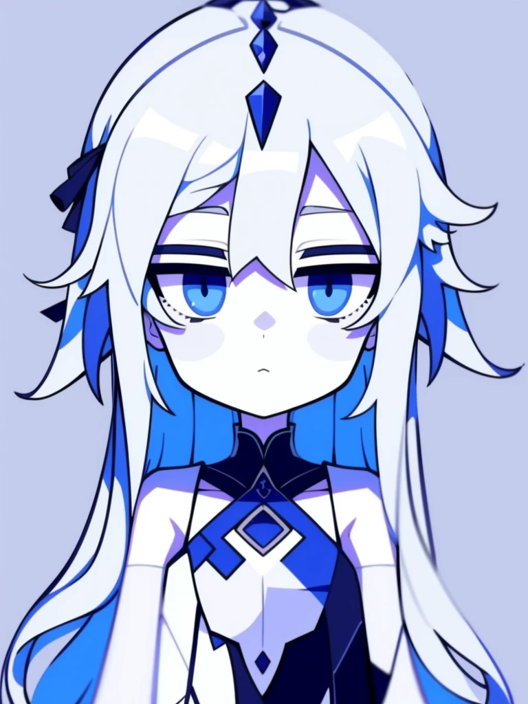Half-length statue of a girl,k hd,4K,face expressionless,style of anime,sideface,white backgrounid,blue color eyes,white color hair