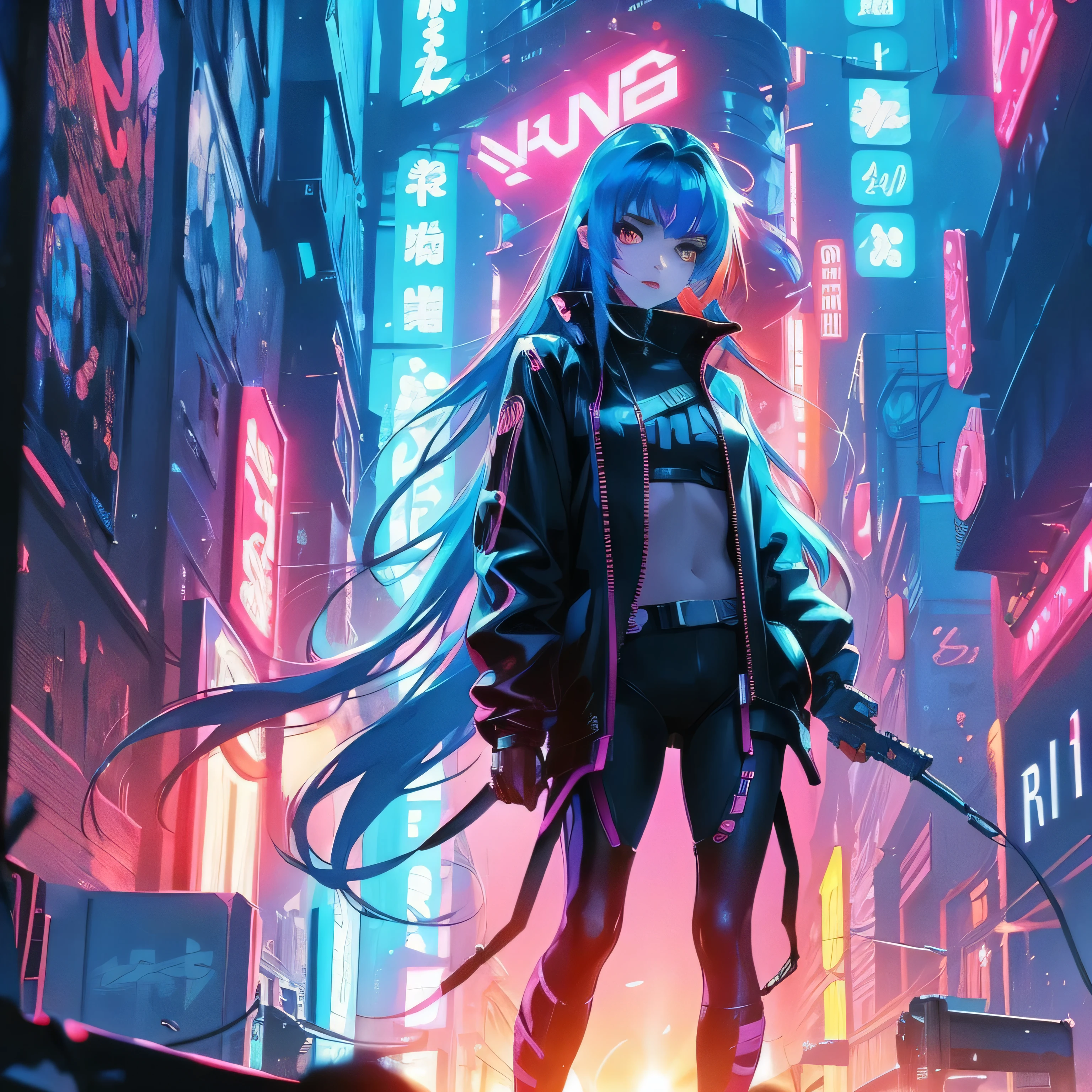 Create a character. a beautiful girl. Which is in the city of the future
Neon style (CyberPunk, ANIME edge runner, blade runner 2049) 