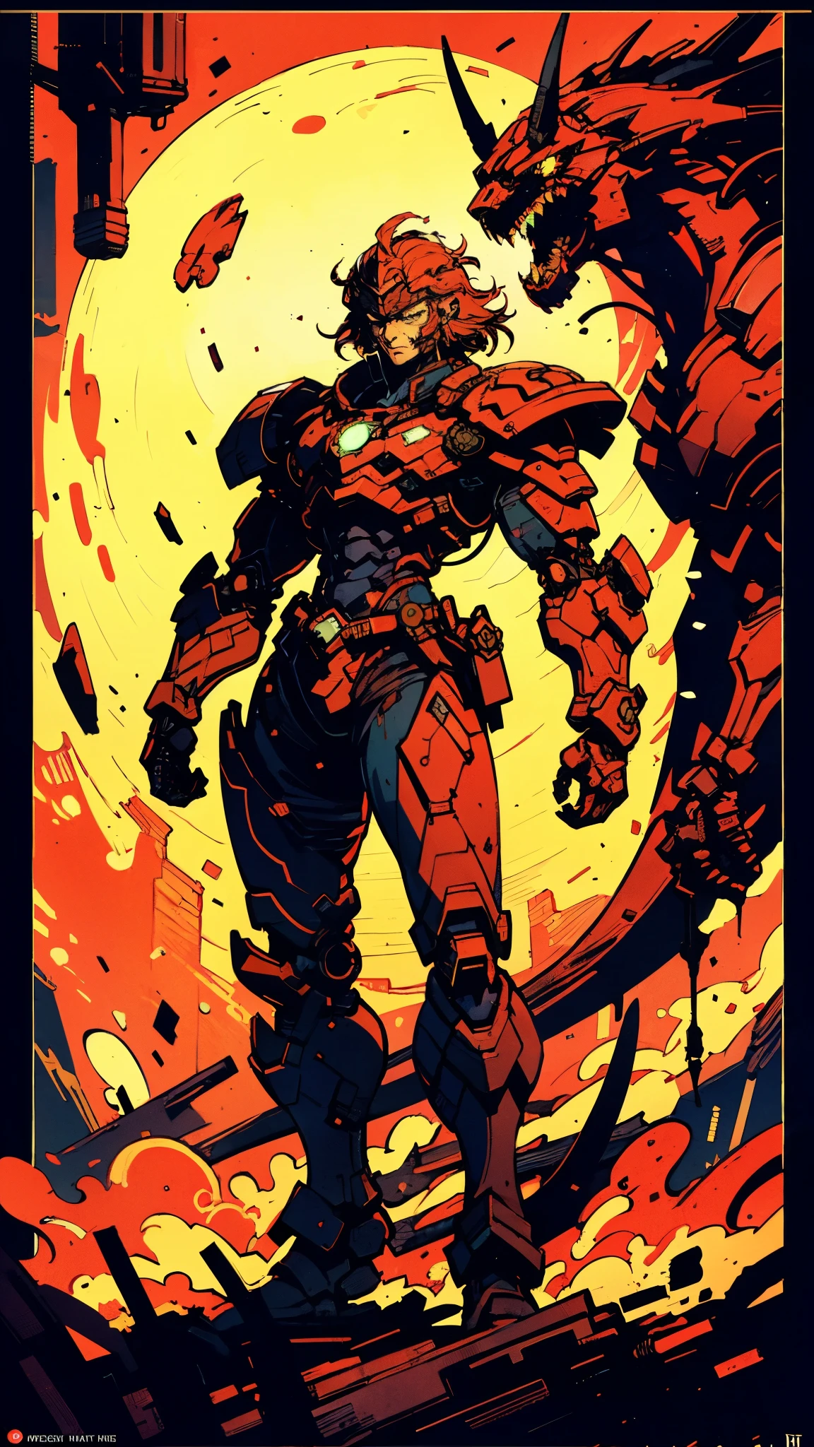 A man wearing a full-face helmet, a fantasy-style biotech armored combat suit, green eyes, (a composite layered chest armor), fully enclosed shoulder guards, matching arm and leg guards, the belt is adorned with dragon claw grasping orbs, (primarily black with red accents), the design balances heavy with agility, a high-tech bio-mecha armor, (lion concept Armor, stand on the top of a skyscraper in a futuristic sci-fi city), this character embodies a finely crafted fantasy-surreal style armored hero in anime style, exquisite and mature manga art style, (element, plasma, energy, the armor glows), ((male:1.5)), metallic, real texture material, dramatic, high definition, best quality, highres, ultra-detailed, ultra-fine painting, extremely delicate, professional, perfect body proportions, golden ratio, anatomically correct, symmetrical face, extremely detailed eyes and face, high quality eyes, creativity, RAW photo, UHD, 32k, Natural light, cinematic lighting, masterpiece-anatomy-perfect, masterpiece:1.5