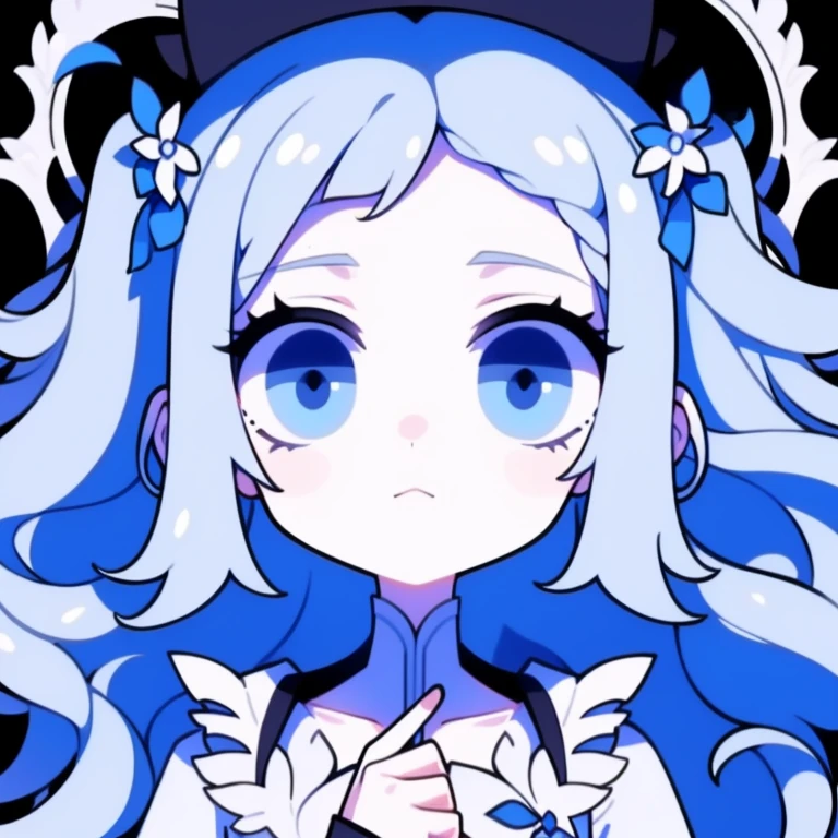 Half-length statue of a girl,k hd,4K,face expressionless,style of anime,sideface,white backgrounid,blue color eyes,white color hair