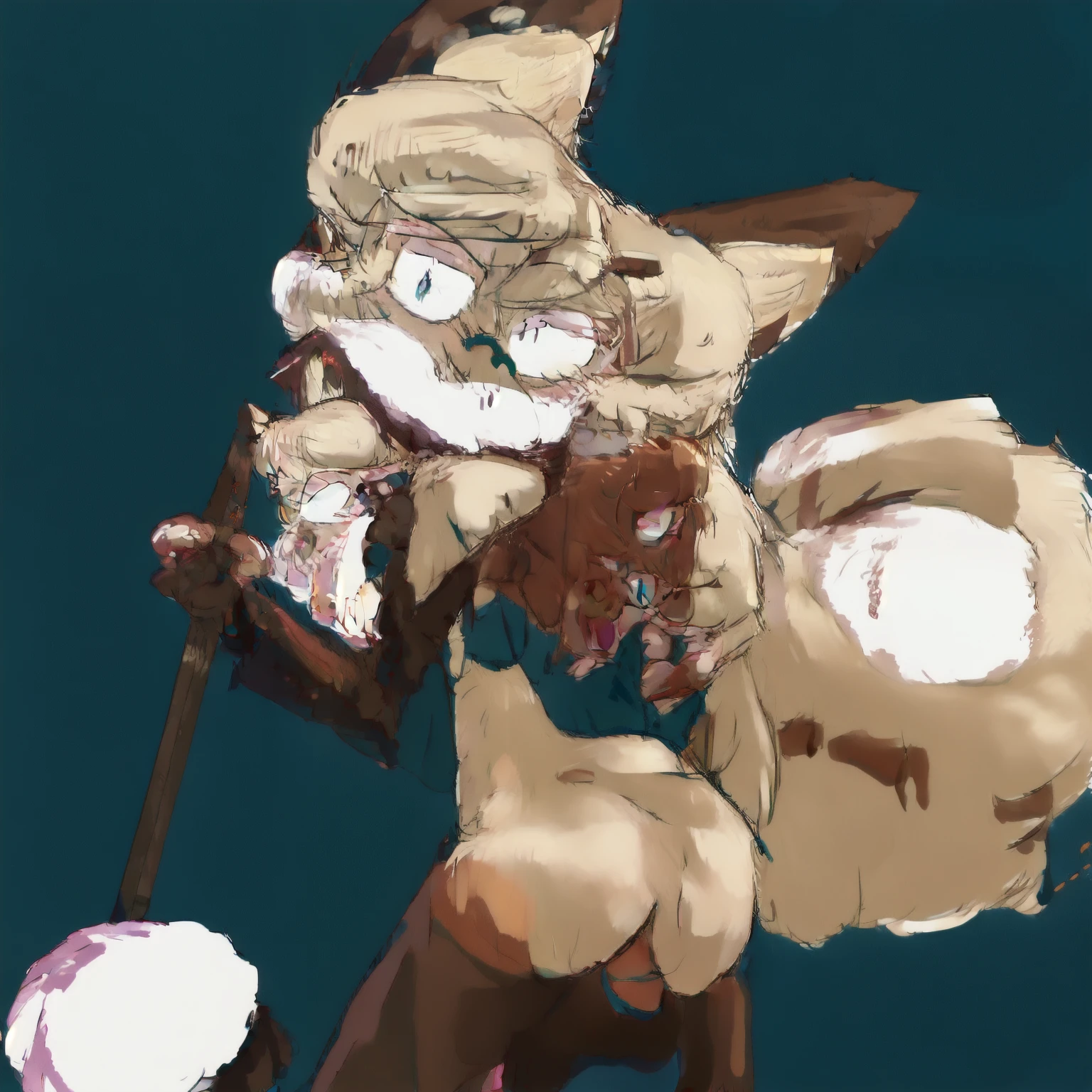 witch's hat, witch, black cloak, magical staff, smug, smiling, cute, young, ((ultra detailed fur)), volumetric light, ruan jia, hioshiru, halloween, green eyes, beckoning, Masterpiece, best quality, booty