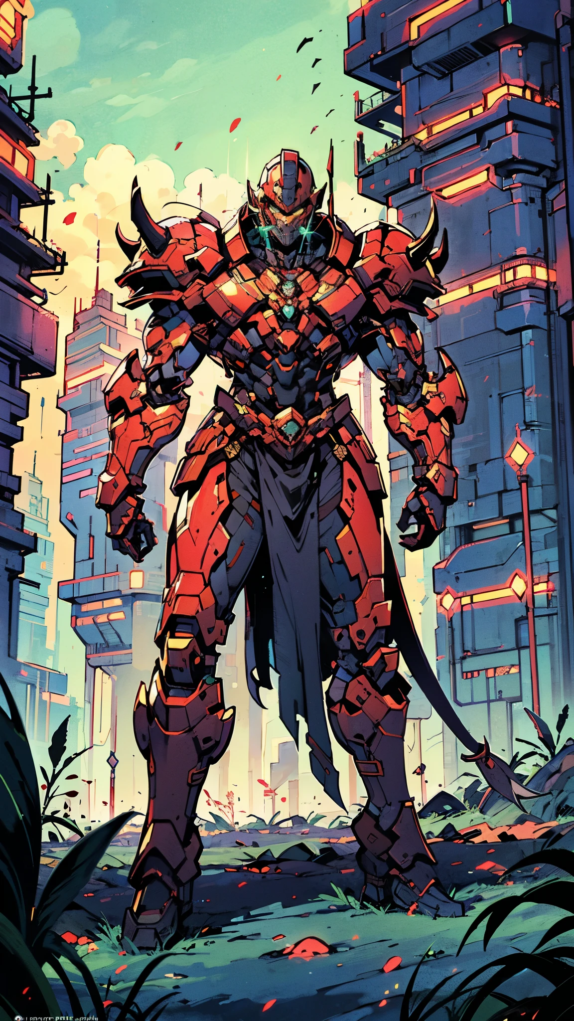 A man wearing a full-face helmet, a fantasy-style biotech armored combat suit, green eyes, (a composite layered chest armor), fully enclosed shoulder guards, matching arm and leg guards, the belt is adorned with dragon claw grasping orbs, (primarily black with red accents), the design balances heavy with agility, a high-tech bio-mecha armor, (lion concept Armor, stand on the top of a skyscraper in a futuristic sci-fi city), this character embodies a finely crafted fantasy-surreal style armored hero in anime style, exquisite and mature manga art style, (element, plasma, energy, the armor glows), ((male:1.5)), metallic, real texture material, dramatic, high definition, best quality, highres, ultra-detailed, ultra-fine painting, extremely delicate, professional, perfect body proportions, golden ratio, anatomically correct, symmetrical face, extremely detailed eyes and face, high quality eyes, creativity, RAW photo, UHD, 32k, Natural light, cinematic lighting, masterpiece-anatomy-perfect, masterpiece:1.5