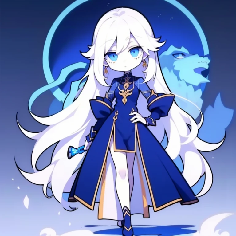 Half-length statue of a girl,k hd,4K,face expressionless,style of anime,sideface,white backgrounid,blue color eyes,white color hair,(full body),