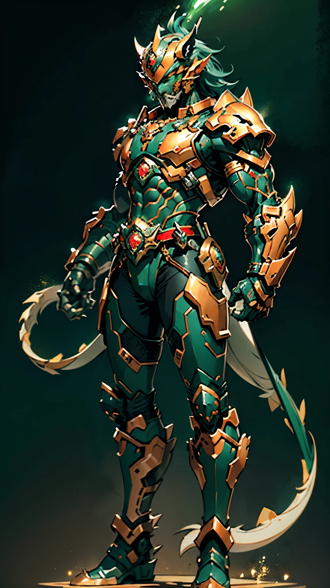 A man wearing a full-face helmet, a fantasy-style biotech armored combat suit, green eyes, (a composite layered chest armor), fully enclosed shoulder guards, matching arm and leg guards, the belt is adorned with dragon claw grasping orbs, (primarily black with red accents), the design balances heavy with agility, a high-tech bio-mecha armor, (lion concept Armor, stand on the top of a skyscraper in a futuristic sci-fi city), this character embodies a finely crafted fantasy-surreal style armored hero in anime style, exquisite and mature manga art style, (element, plasma, energy, the armor glows), ((male:1.5)), metallic, real texture material, dramatic, high definition, best quality, highres, ultra-detailed, ultra-fine painting, extremely delicate, professional, perfect body proportions, golden ratio, anatomically correct, symmetrical face, extremely detailed eyes and face, high quality eyes, creativity, RAW photo, UHD, 32k, Natural light, cinematic lighting, masterpiece-anatomy-perfect, masterpiece:1.5