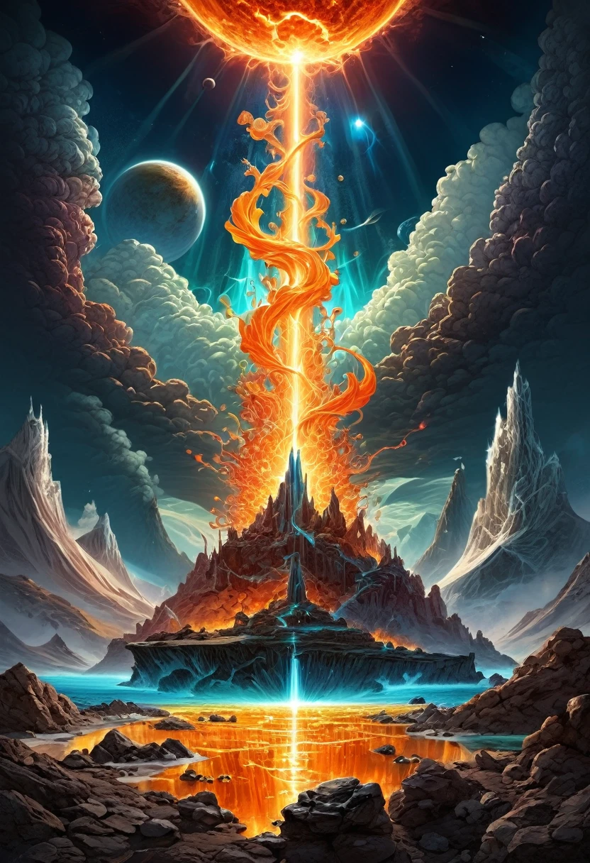 Solar Flare Surrealism, surrealistic scenes with solar flare-inspired elements, vibrant and dynamic atmospheres, (masterpiece, best quality, Professional, perfect composition, very aesthetic, absurdres, ultra-detailed, intricate details:1.3)