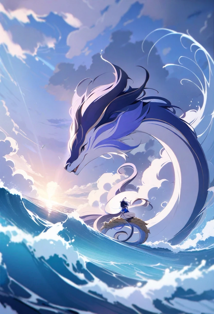 (shylily/(Twich/):1.5),(masterpiece:1.2),(best quality:1.2),Dragon Rider,(Magnificent Ocean, hurricane,swirl, cloud)),((Light)),(shine),(wallpaper 8k ),(wind),Huge dragon on the background