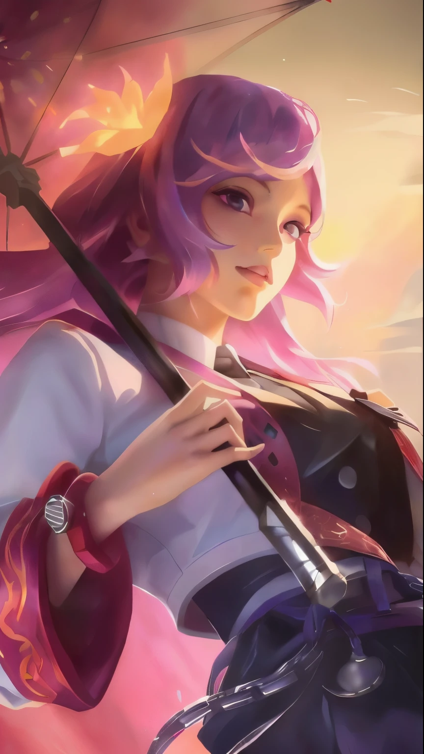 anime girl with purple hair holding a sword and a pink umbrella, extremely detailed artgerm, ig model | artgerm, artgerm lau, style artgerm, ! dream artgerm, artgerm. high detail, artgerm jsc, range murata and artgerm, artgerm detailed, artgerm portrait
