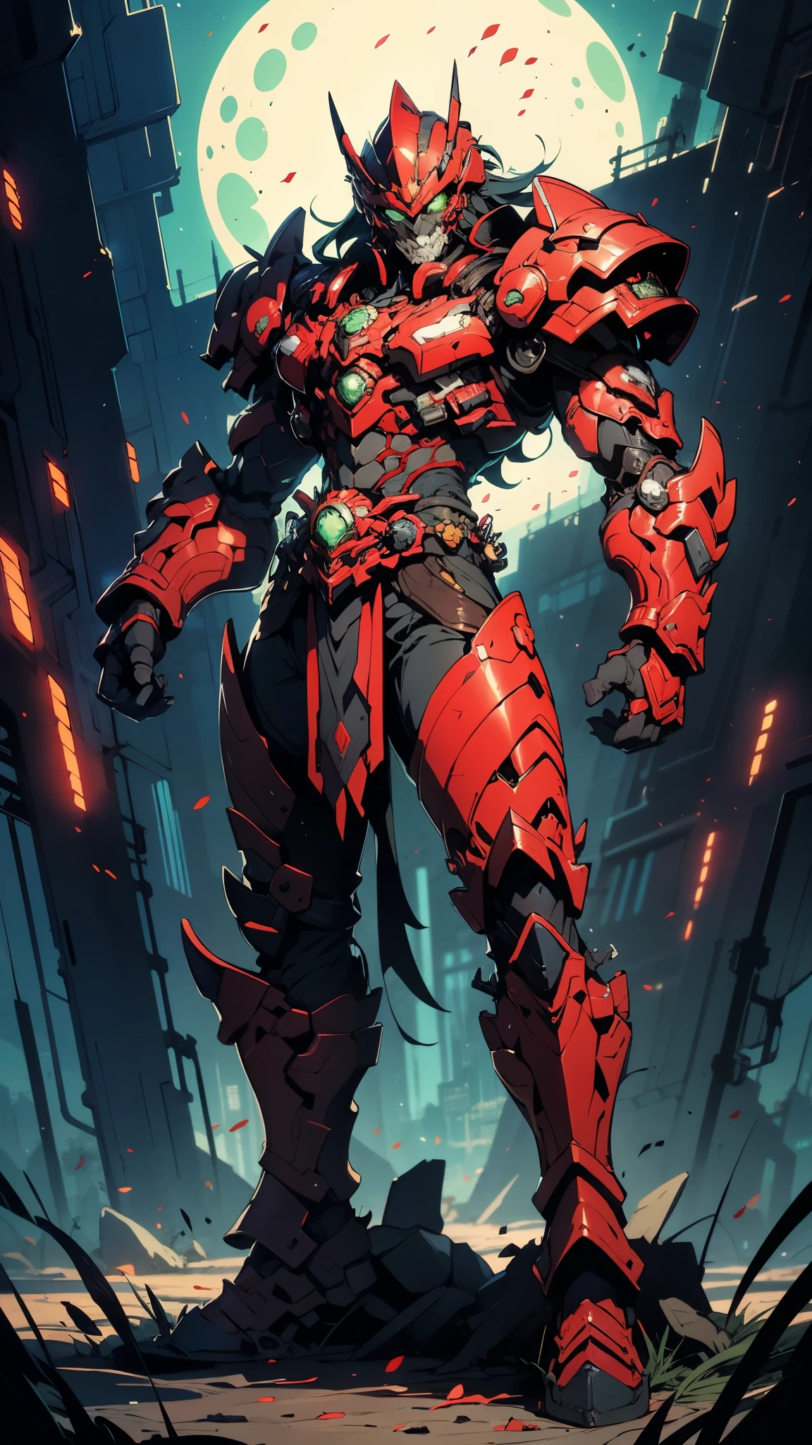 A man wearing a full-face helmet, a fantasy-style biotech armored combat suit, green eyes, (a composite layered chest armor), fully enclosed shoulder guards, matching arm and leg guards, the belt is adorned with dragon claw grasping orbs, (primarily black with red accents), the design balances heavy with agility, a high-tech bio-mecha armor, (lion concept Armor, stand on the top of a skyscraper in a futuristic sci-fi city), this character embodies a finely crafted fantasy-surreal style armored hero in anime style, exquisite and mature manga art style, (element, plasma, energy, the armor glows), ((male:1.5)), metallic, real texture material, dramatic, high definition, best quality, highres, ultra-detailed, ultra-fine painting, extremely delicate, professional, perfect body proportions, golden ratio, anatomically correct, symmetrical face, extremely detailed eyes and face, high quality eyes, creativity, RAW photo, UHD, 32k, Natural light, cinematic lighting, masterpiece-anatomy-perfect, masterpiece:1.5