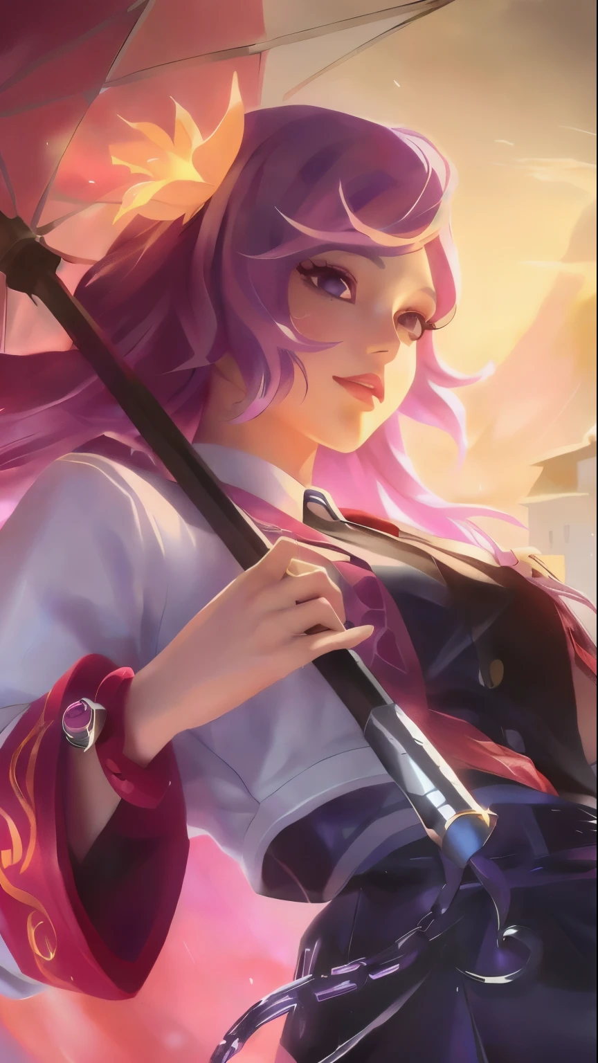 anime girl with purple hair holding a sword and a pink umbrella, extremely detailed artgerm, ig model | artgerm, artgerm lau, style artgerm, ! dream artgerm, artgerm. high detail, artgerm jsc, range murata and artgerm, artgerm detailed, artgerm portrait