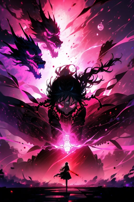 (The whole body is a shadow),(black skin)1girl,screaming expression,long hairstyles,red eyes,gothic lolita,wild hair,darkness falls,revenge,hell,hatred,((tears of blood:1.2)),Dark world,despair