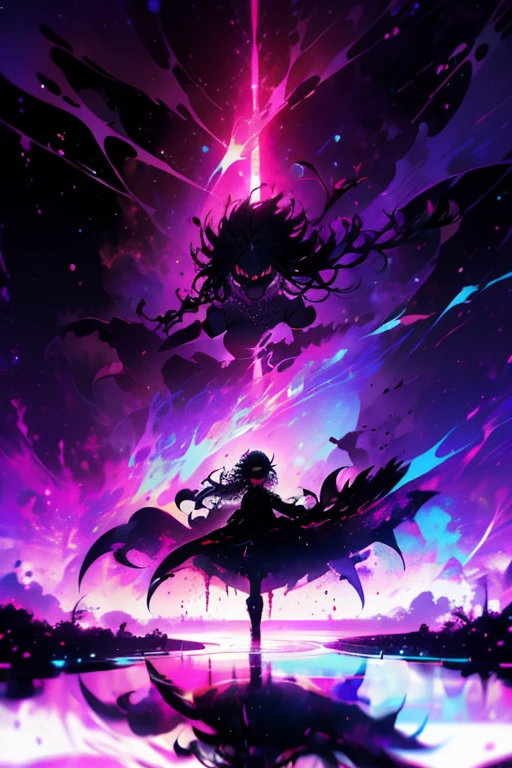 (The whole body is a shadow),(black skin)1girl,screaming expression,long hairstyles,red eyes,gothic ta,wild hair,darkness falls,revenge,hell,hatred,((tears of blood:1.2)),Dark world,despair