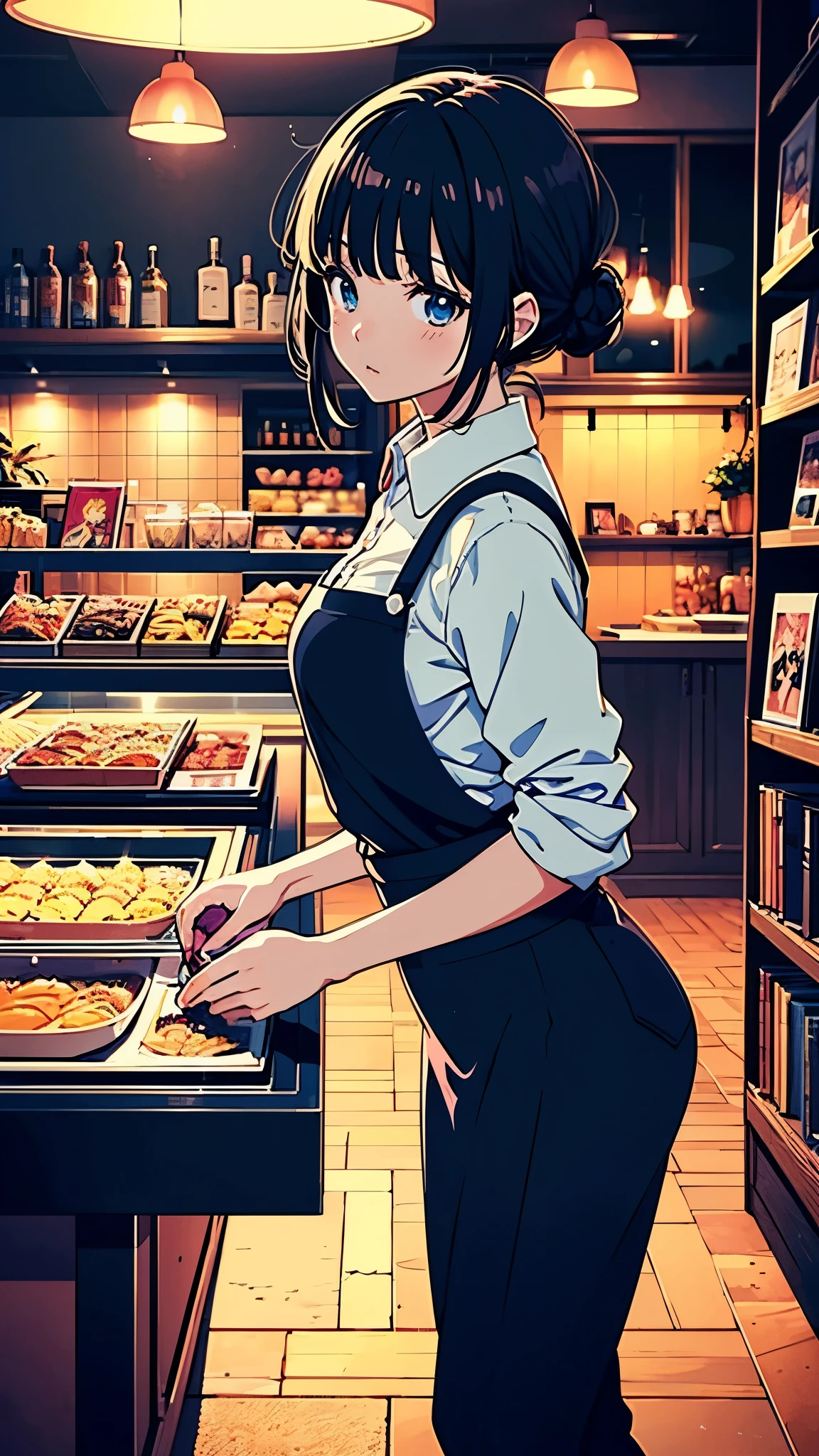Anime Art Wallpapers 8K, 4K Anime Style, Anime Wallpaper, One Woman、Cafe staff、random、Soft look、Cute atmosphere、Female university student、cawaii、Stylish atmosphere、Eyes le、Shake your head、
